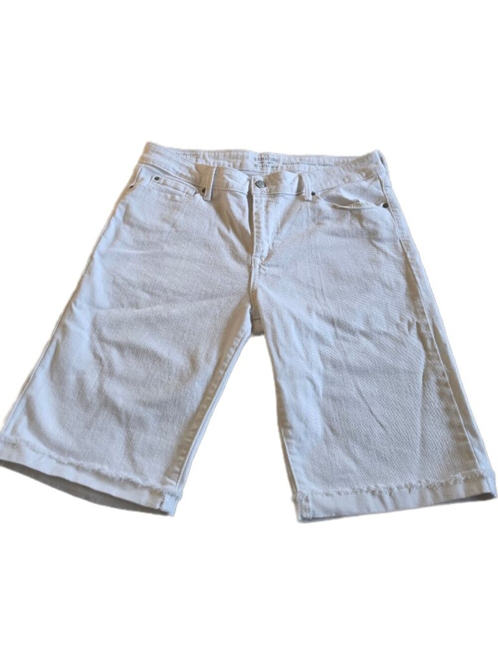 Signature Levi Strauss White Denim Skinny Shorts 14 EUC